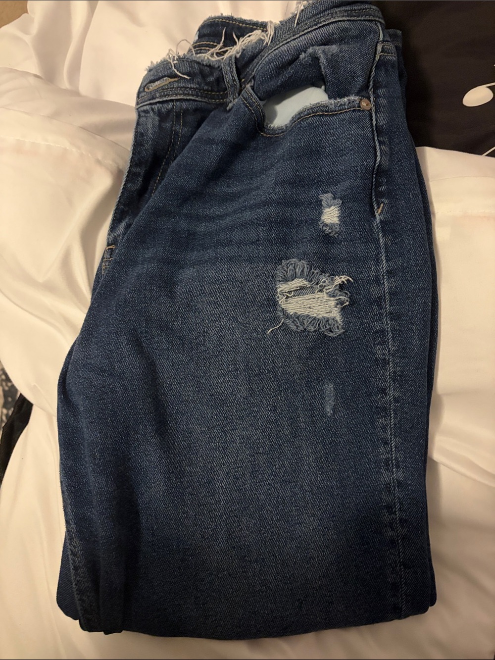 KanCan Dark Wash Distressed Hem Jeans
